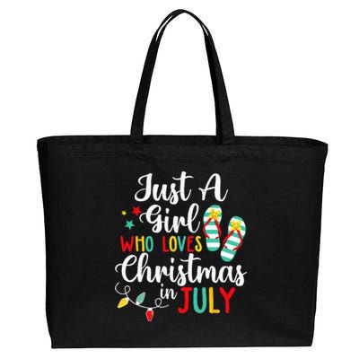 Just A Who Loves Christmas In Jully Summer Beach Women Cotton Canvas Jumbo Tote