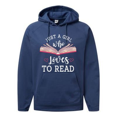 Just A Who Loves To Read Funny Bookworm Gift Performance Fleece Hoodie