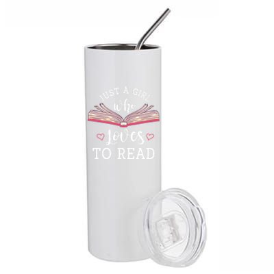 Just A Who Loves To Read Funny Bookworm Gift Stainless Steel Tumbler