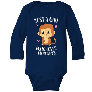 Just A Who Loves Monkeys Cute Monkey Lover Gift Baby Long Sleeve Bodysuit