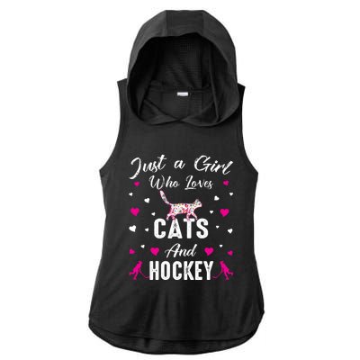 Just A Who Loves Cats And Ice Hockey Cat Lover Gift Ladies PosiCharge Tri-Blend Wicking Draft Hoodie Tank