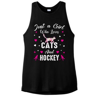 Just A Who Loves Cats And Ice Hockey Cat Lover Gift Ladies PosiCharge Tri-Blend Wicking Tank