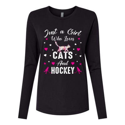 Just A Who Loves Cats And Ice Hockey Cat Lover Gift Womens Cotton Relaxed Long Sleeve T-Shirt