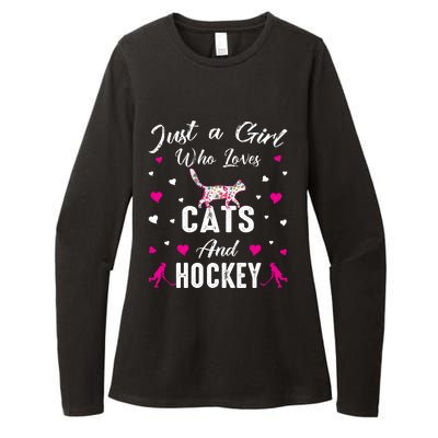 Just A Who Loves Cats And Ice Hockey Cat Lover Gift Womens CVC Long Sleeve Shirt