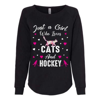 Just A Who Loves Cats And Ice Hockey Cat Lover Gift Womens California Wash Sweatshirt