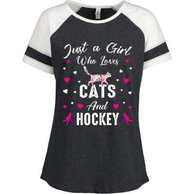 Just A Who Loves Cats And Ice Hockey Cat Lover Gift Enza Ladies Jersey Colorblock Tee