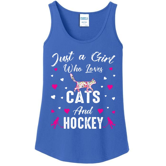 Just A Who Loves Cats And Ice Hockey Cat Lover Gift Ladies Essential Tank