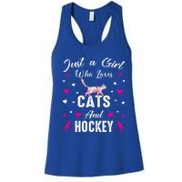 Just A Who Loves Cats And Ice Hockey Cat Lover Gift Women's Racerback Tank