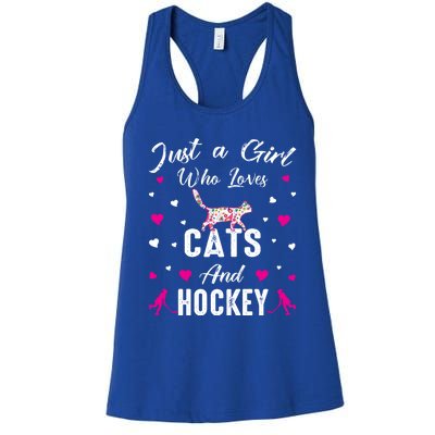 Just A Who Loves Cats And Ice Hockey Cat Lover Gift Women's Racerback Tank