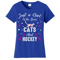 Just A Who Loves Cats And Ice Hockey Cat Lover Gift Women's T-Shirt