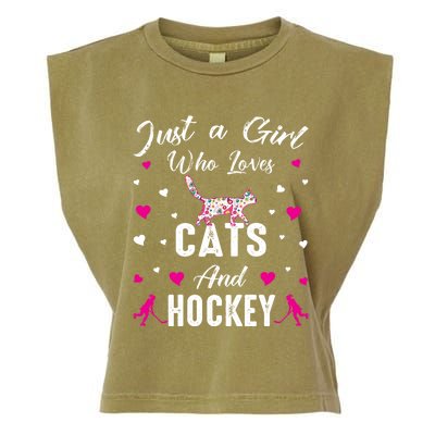 Just A Who Loves Cats And Ice Hockey Cat Lover Gift Garment-Dyed Women's Muscle Tee