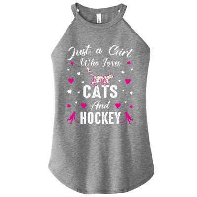 Just A Who Loves Cats And Ice Hockey Cat Lover Gift Women's Perfect Tri Rocker Tank