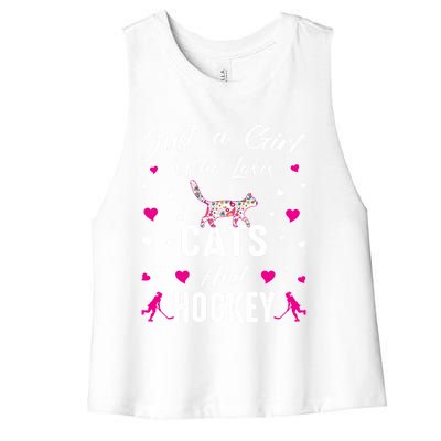 Just A Who Loves Cats And Ice Hockey Cat Lover Gift Women's Racerback Cropped Tank