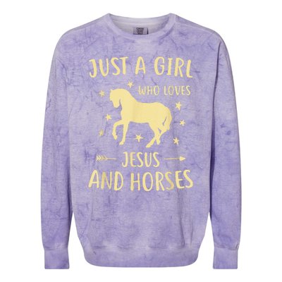 Just A  Who Loves Jesus And Horses Colorblast Crewneck Sweatshirt