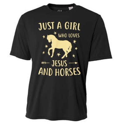 Just A  Who Loves Jesus And Horses Cooling Performance Crew T-Shirt