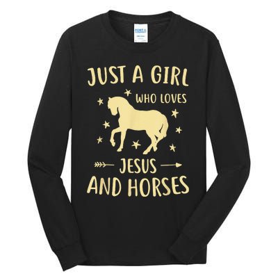 Just A  Who Loves Jesus And Horses Tall Long Sleeve T-Shirt