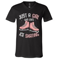 Just A  Who Loves Ice Skating V-Neck T-Shirt