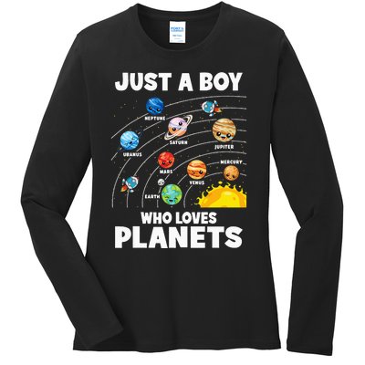 Just A  Who Loves Planets & Solar System Space Science Ladies Long Sleeve Shirt