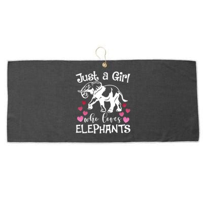 Just A Who Loves Elephants Heart African Savanna Animal Gift Large Microfiber Waffle Golf Towel