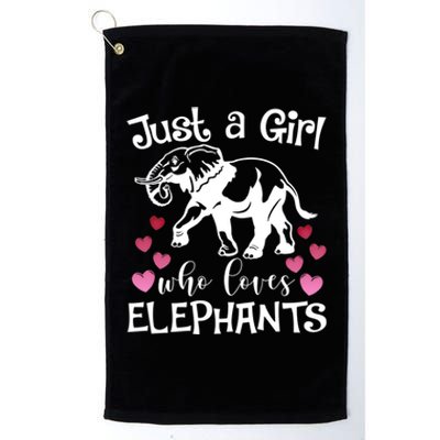 Just A Who Loves Elephants Heart African Savanna Animal Gift Platinum Collection Golf Towel