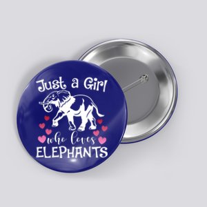 Just A Who Loves Elephants Heart African Savanna Animal Gift Button