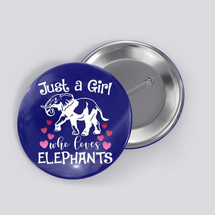 Just A Who Loves Elephants Heart African Savanna Animal Gift Button