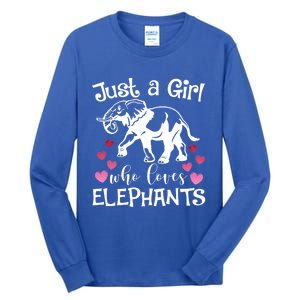 Just A Who Loves Elephants Heart African Savanna Animal Gift Tall Long Sleeve T-Shirt