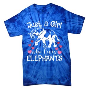 Just A Who Loves Elephants Heart African Savanna Animal Gift Tie-Dye T-Shirt