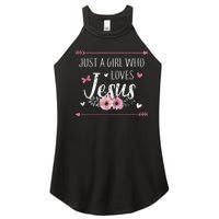 Just A  Who Loves Jesus Religious Christian Women’s Perfect Tri Rocker Tank