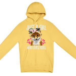 Just A Who Loves Foxes Lovegiftr Dad Mom Funny Funny Gift Premium Pullover Hoodie