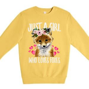 Just A Who Loves Foxes Lovegiftr Dad Mom Funny Funny Gift Premium Crewneck Sweatshirt