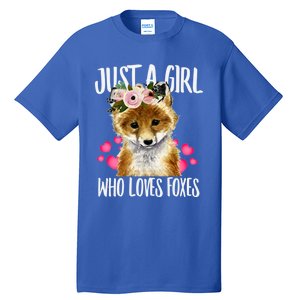 Just A Who Loves Foxes Lovegiftr Dad Mom Funny Funny Gift Tall T-Shirt