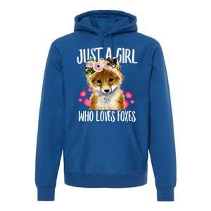 Just A Who Loves Foxes Lovegiftr Dad Mom Funny Funny Gift Premium Hoodie