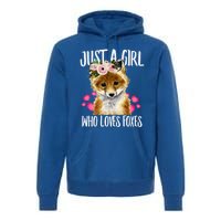 Just A Who Loves Foxes Lovegiftr Dad Mom Funny Funny Gift Premium Hoodie