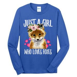 Just A Who Loves Foxes Lovegiftr Dad Mom Funny Funny Gift Tall Long Sleeve T-Shirt