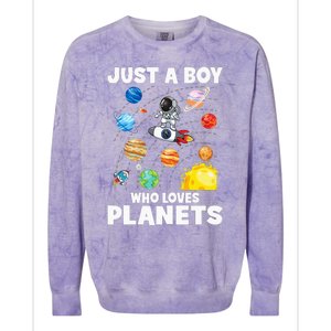 Just A  Who Loves Planets & Solar System Space Science Colorblast Crewneck Sweatshirt