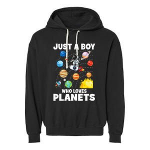 Just A  Who Loves Planets & Solar System Space Science Garment-Dyed Fleece Hoodie