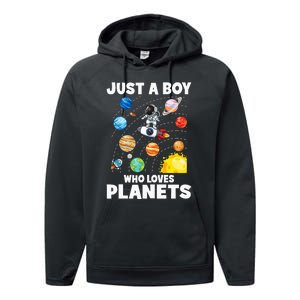 Just A  Who Loves Planets & Solar System Space Science Performance Fleece Hoodie