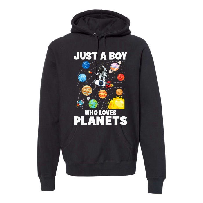 Just A  Who Loves Planets & Solar System Space Science Premium Hoodie