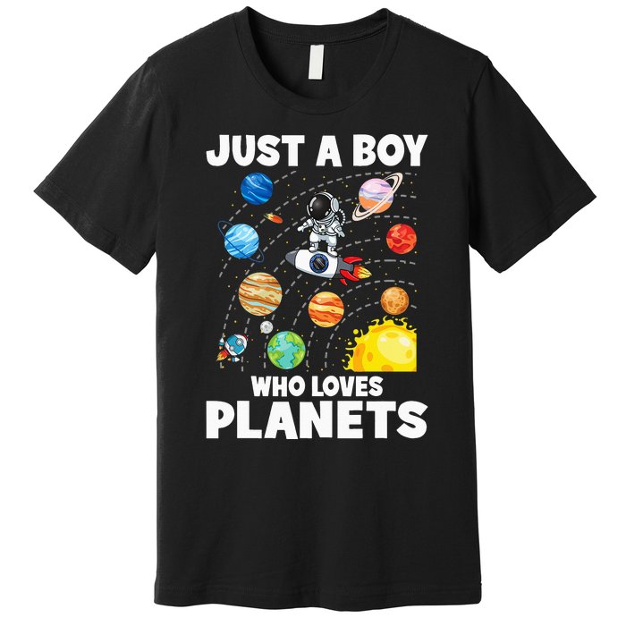 Just A  Who Loves Planets & Solar System Space Science Premium T-Shirt