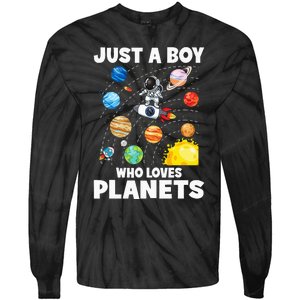 Just A  Who Loves Planets & Solar System Space Science Tie-Dye Long Sleeve Shirt