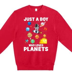 Just A  Who Loves Planets & Solar System Space Science Premium Crewneck Sweatshirt