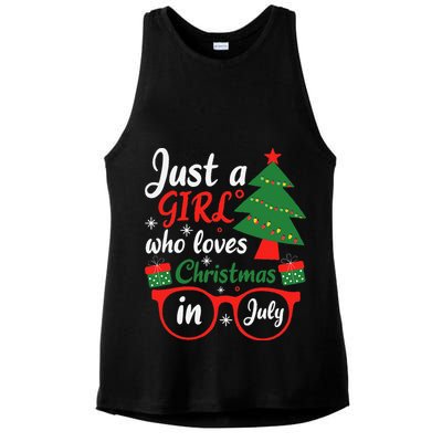 Just A Who Loves Christmas In July Summer Gift Ladies PosiCharge Tri-Blend Wicking Tank