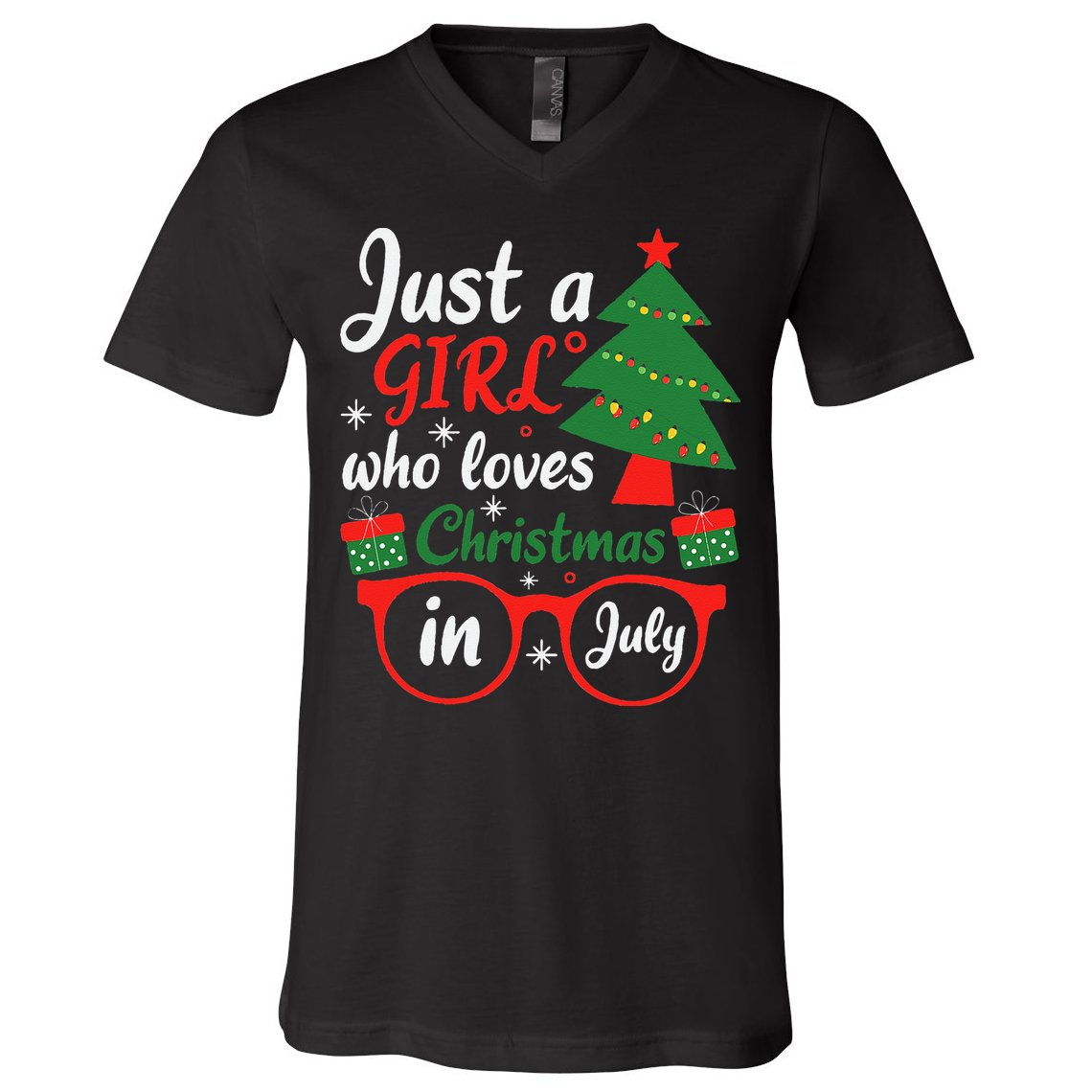 Just A Who Loves Christmas In July Summer Gift V-Neck T-Shirt