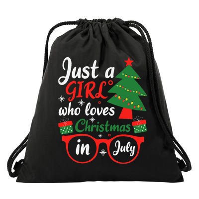 Just A Who Loves Christmas In July Summer Gift Drawstring Bag