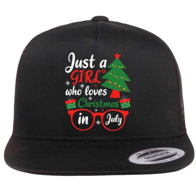 Just A Who Loves Christmas In July Summer Gift Flat Bill Trucker Hat