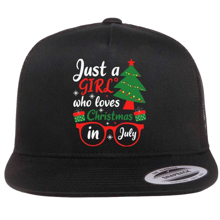 Just A Who Loves Christmas In July Summer Gift Flat Bill Trucker Hat