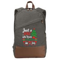 Just A Who Loves Christmas In July Summer Gift Cotton Canvas Backpack