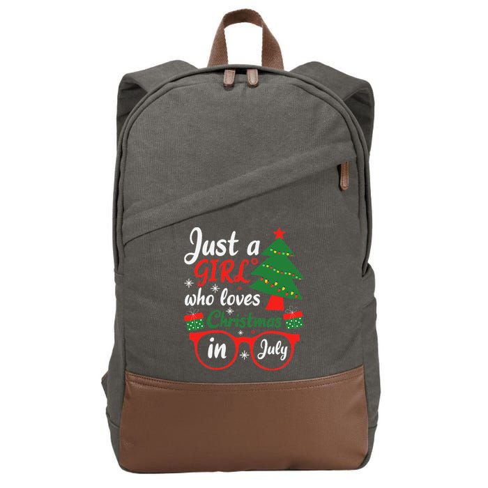 Just A Who Loves Christmas In July Summer Gift Cotton Canvas Backpack