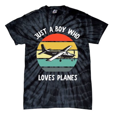 Just A Who Loves Planes Airplane 5T 4T Tie-Dye T-Shirt